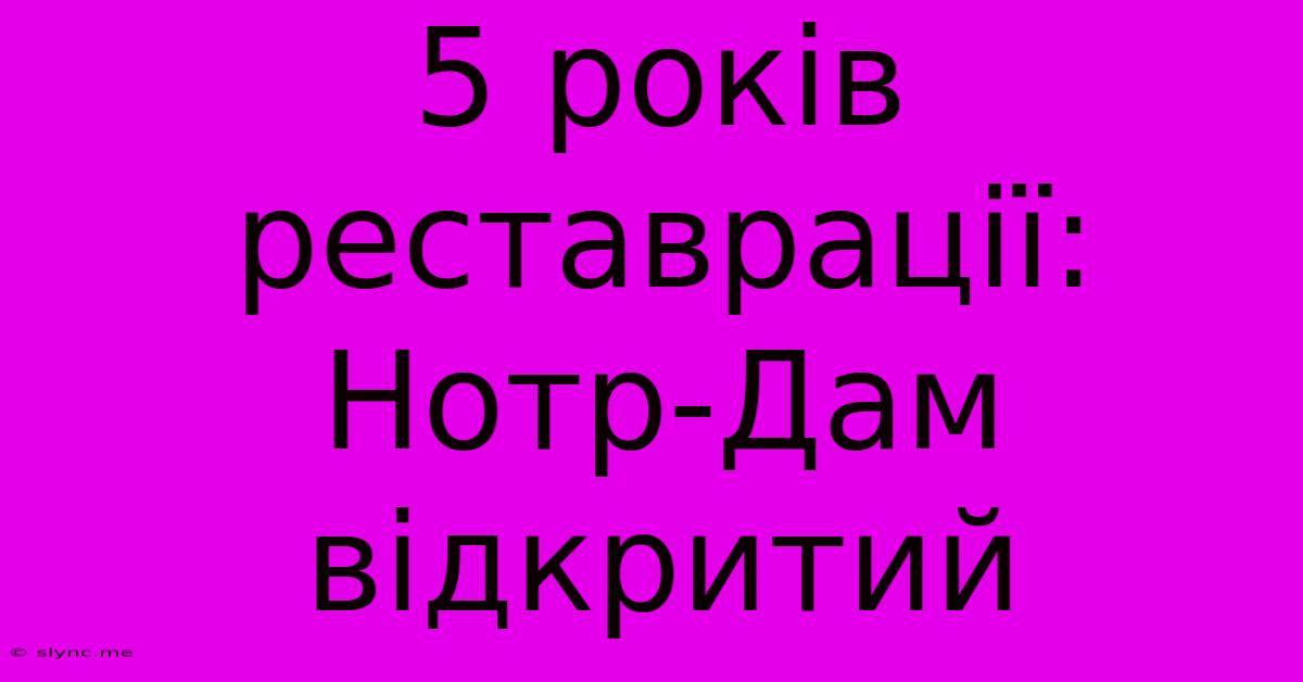 5 Років Реставрації: Нотр-Дам Відкритий