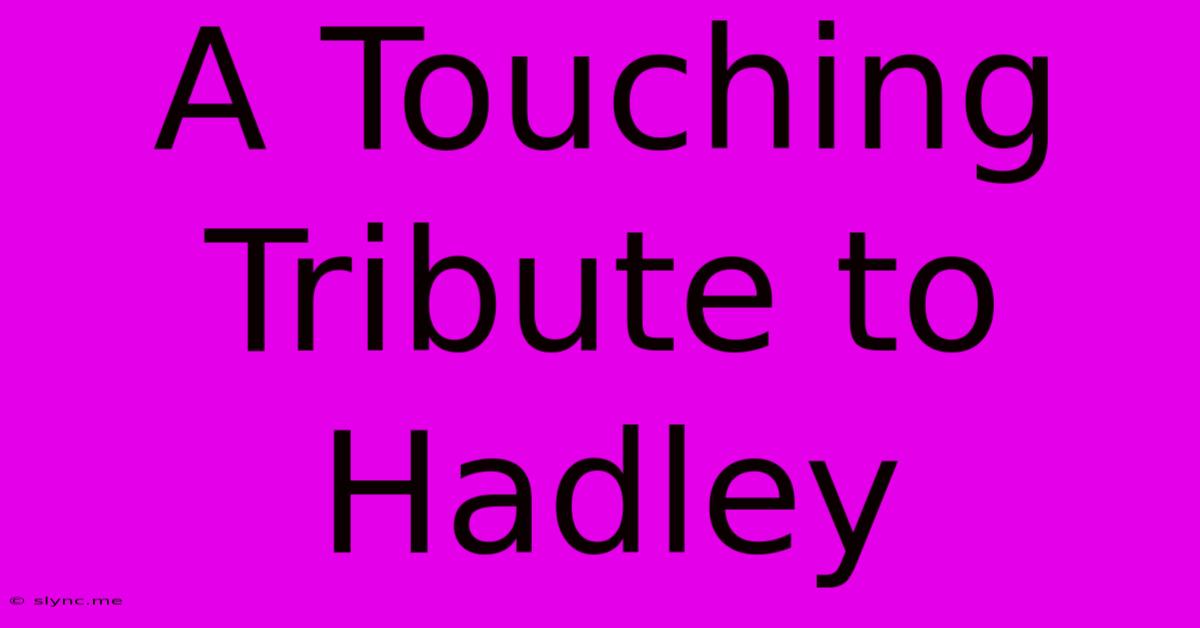 A Touching Tribute To Hadley