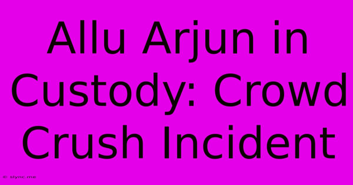 Allu Arjun In Custody: Crowd Crush Incident