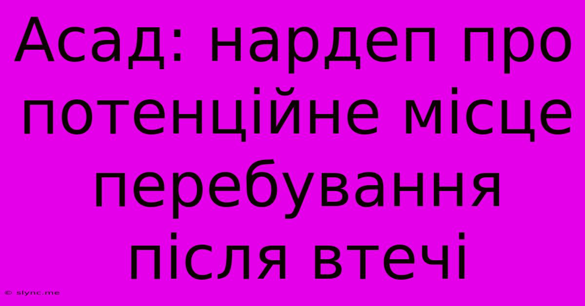 Асад: Нардеп Про Потенційне Місце Перебування Після Втечі