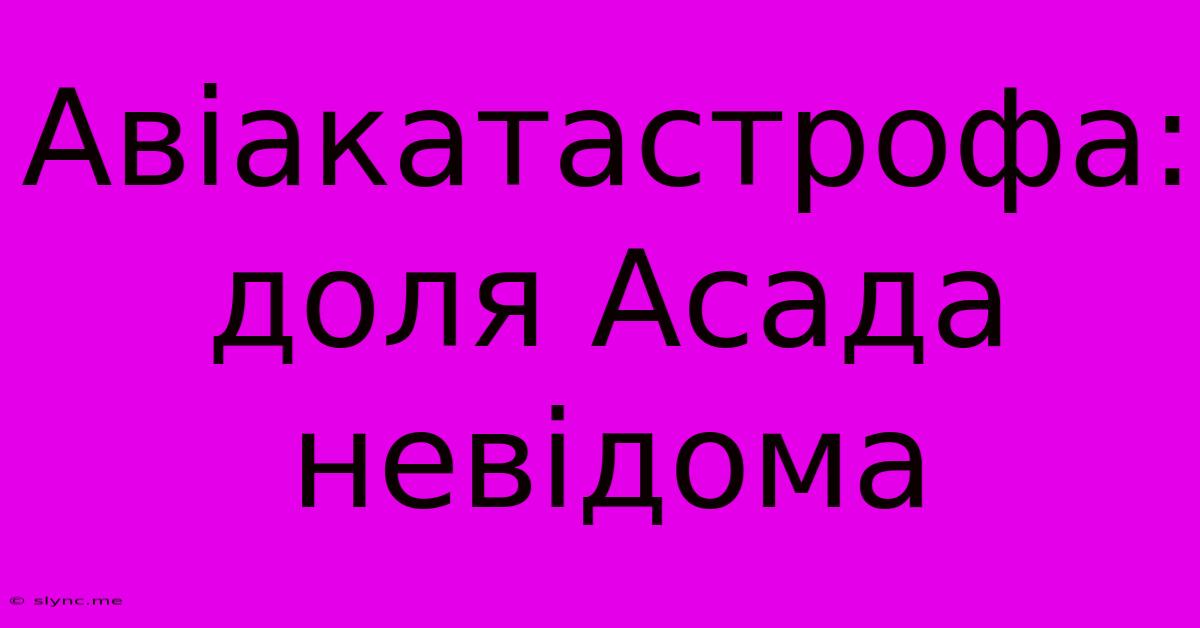 Авіакатастрофа: Доля Асада Невідома