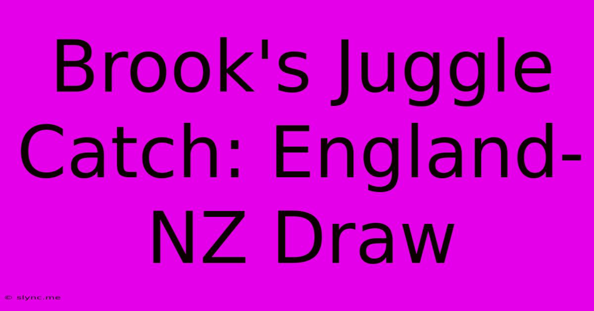 Brook's Juggle Catch: England-NZ Draw