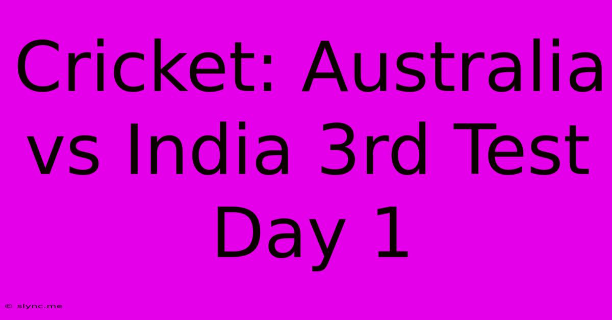 Cricket: Australia Vs India 3rd Test Day 1