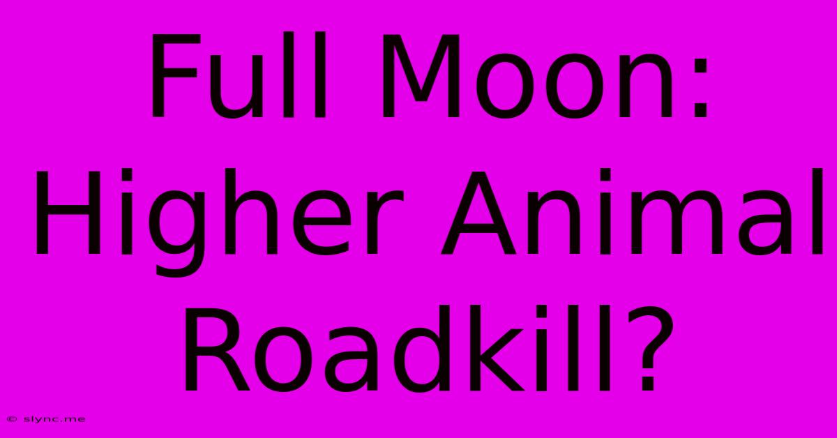 Full Moon: Higher Animal Roadkill?