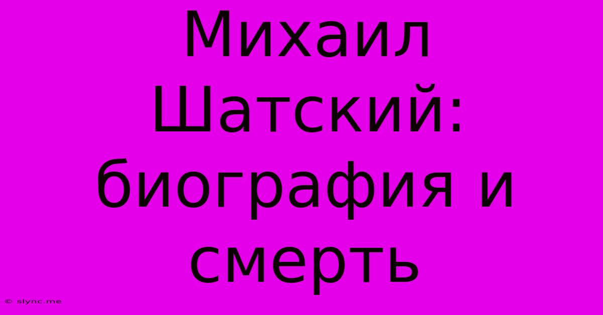 Михаил Шатский: Биография И Смерть