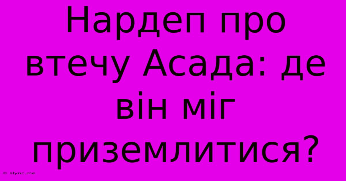 Нардеп Про Втечу Асада: Де Він Міг Приземлитися?