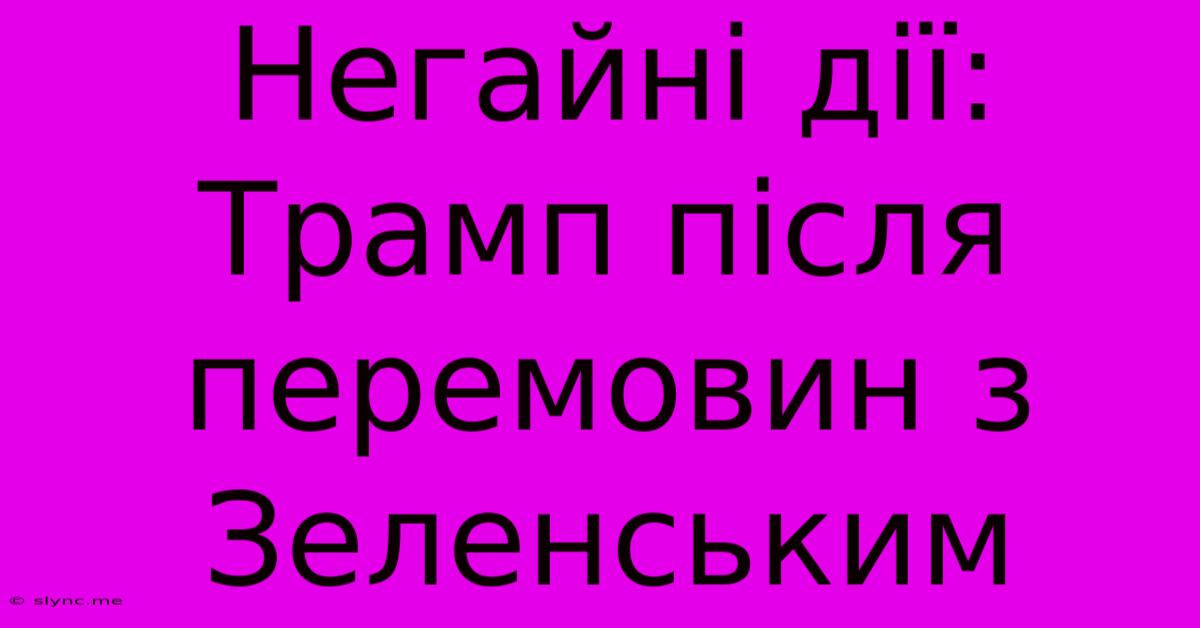 Негайні Дії: Трамп Після Перемовин З Зеленським