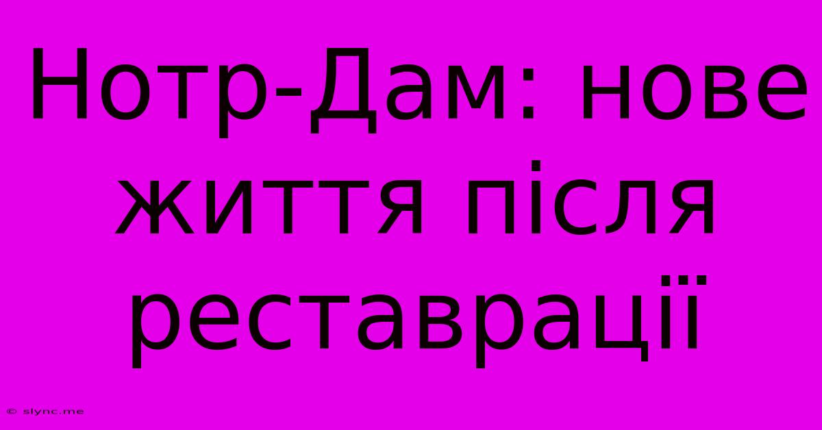 Нотр-Дам: Нове Життя Після Реставрації