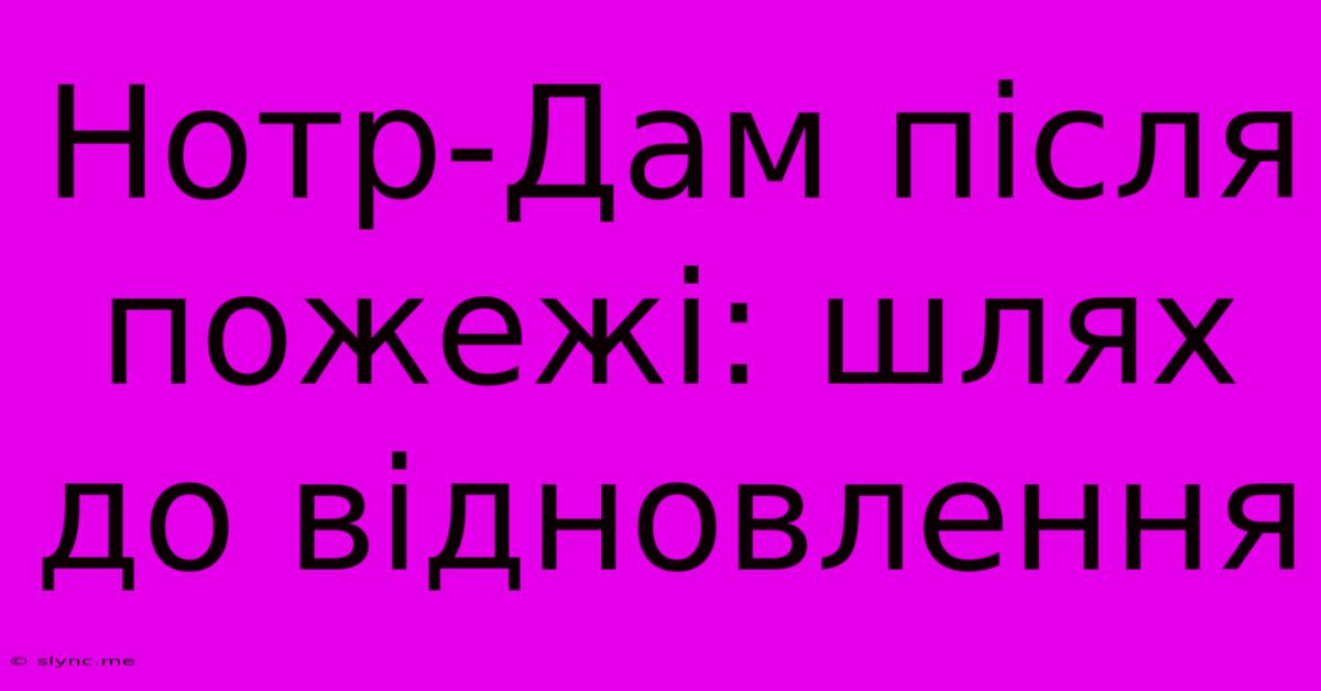 Нотр-Дам Після Пожежі: Шлях До Відновлення