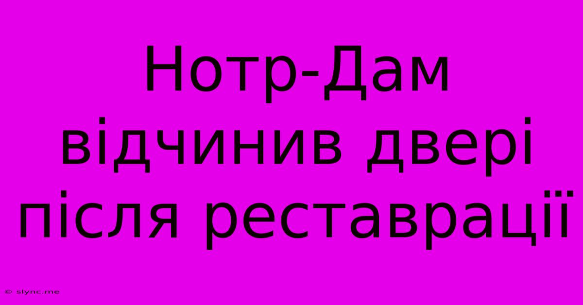 Нотр-Дам Відчинив Двері Після Реставрації