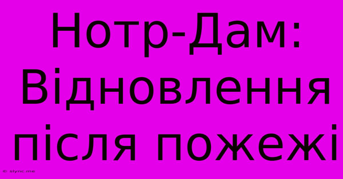 Нотр-Дам: Відновлення Після Пожежі