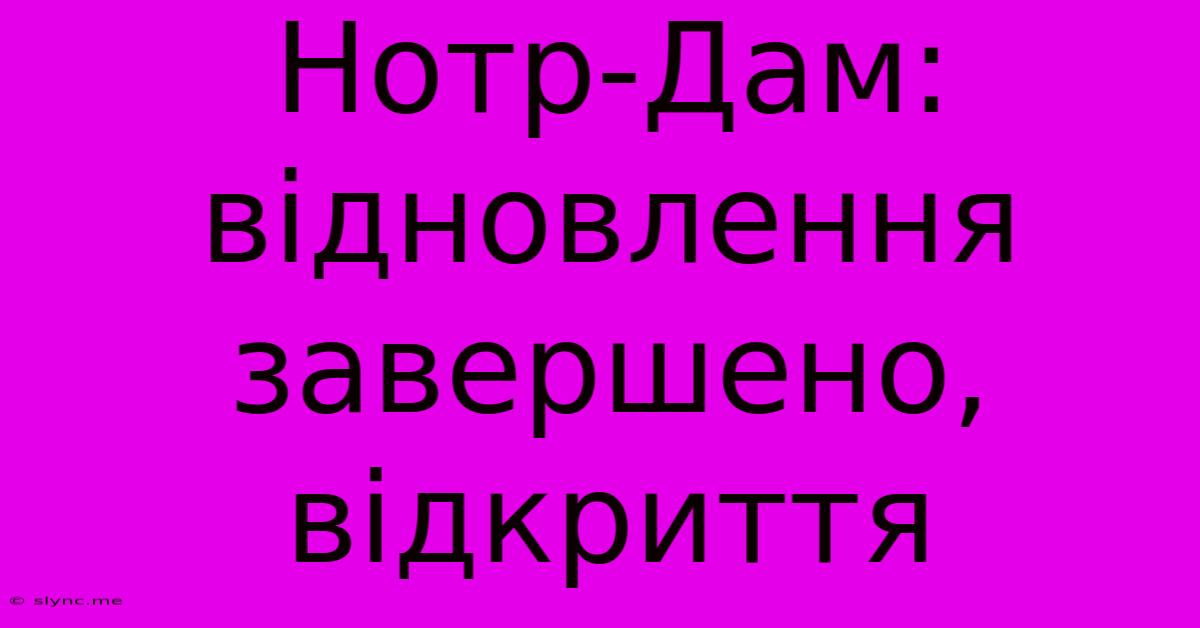 Нотр-Дам: Відновлення Завершено, Відкриття