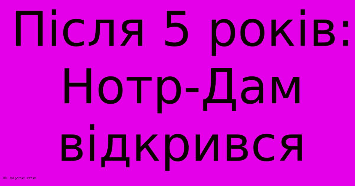 Після 5 Років: Нотр-Дам Відкрився