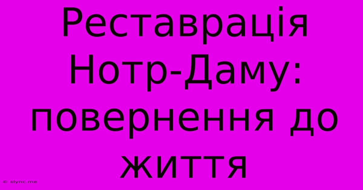 Реставрація Нотр-Даму: Повернення До Життя