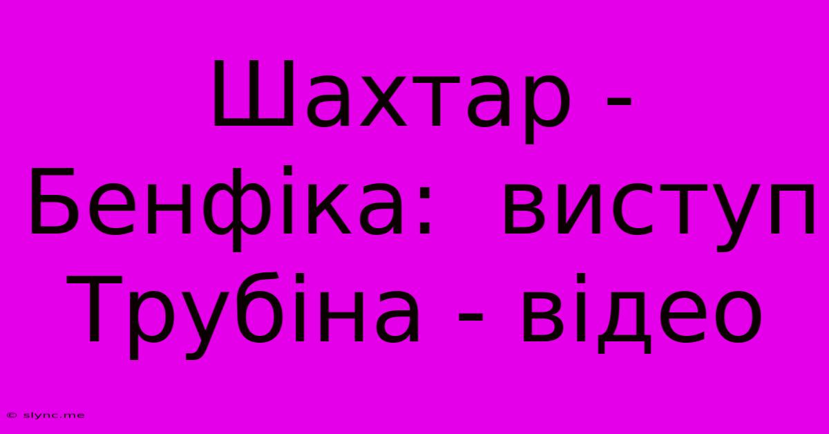 Шахтар - Бенфіка:  Виступ Трубіна - Відео