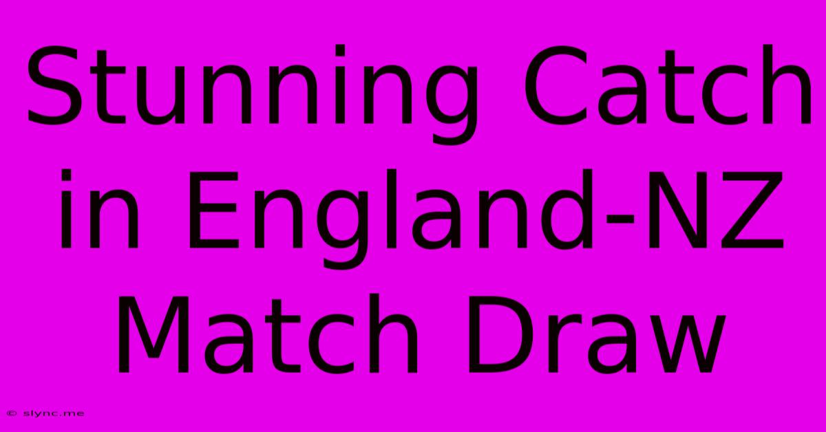 Stunning Catch In England-NZ Match Draw