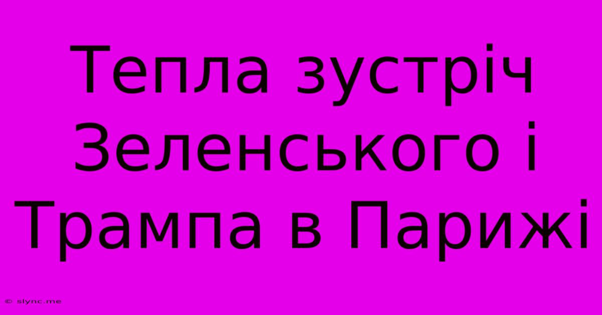 Тепла Зустріч Зеленського І Трампа В Парижі