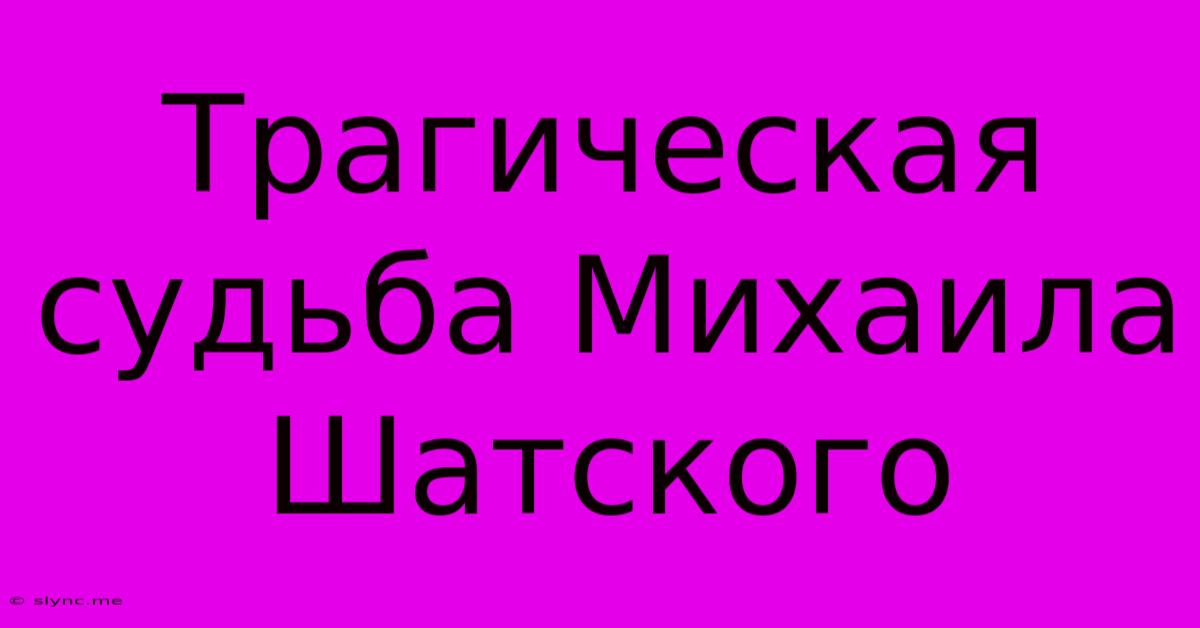 Трагическая Судьба Михаила Шатского