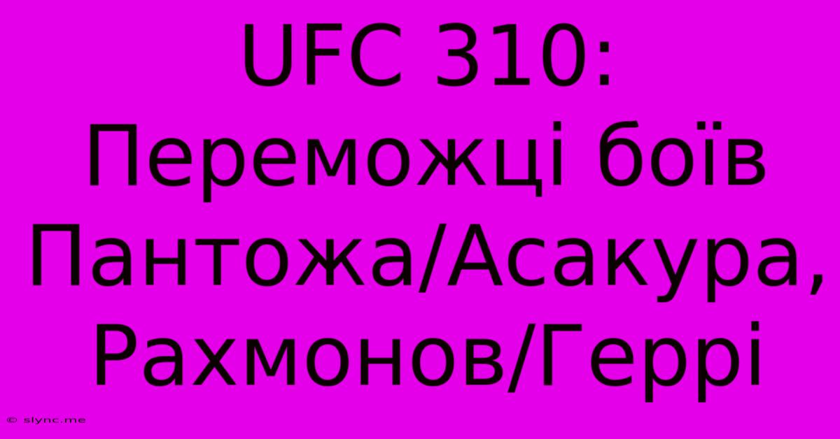 UFC 310: Переможці Боїв Пантожа/Асакура, Рахмонов/Геррі