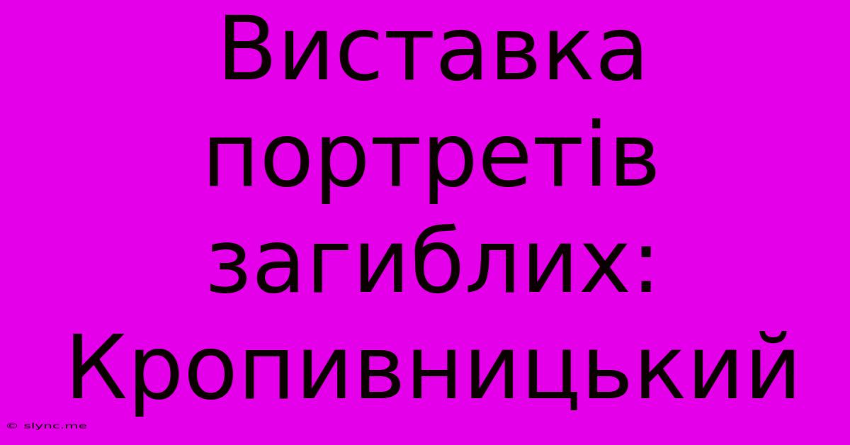 Виставка Портретів Загиблих: Кропивницький