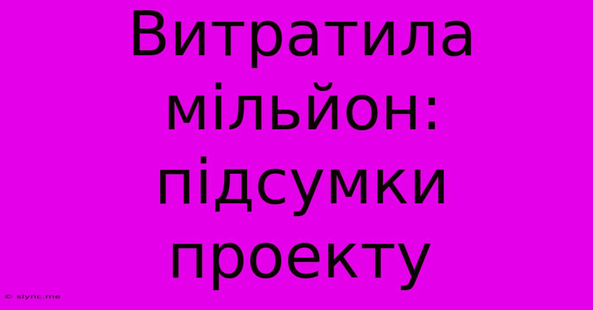 Витратила Мільйон: Підсумки Проекту