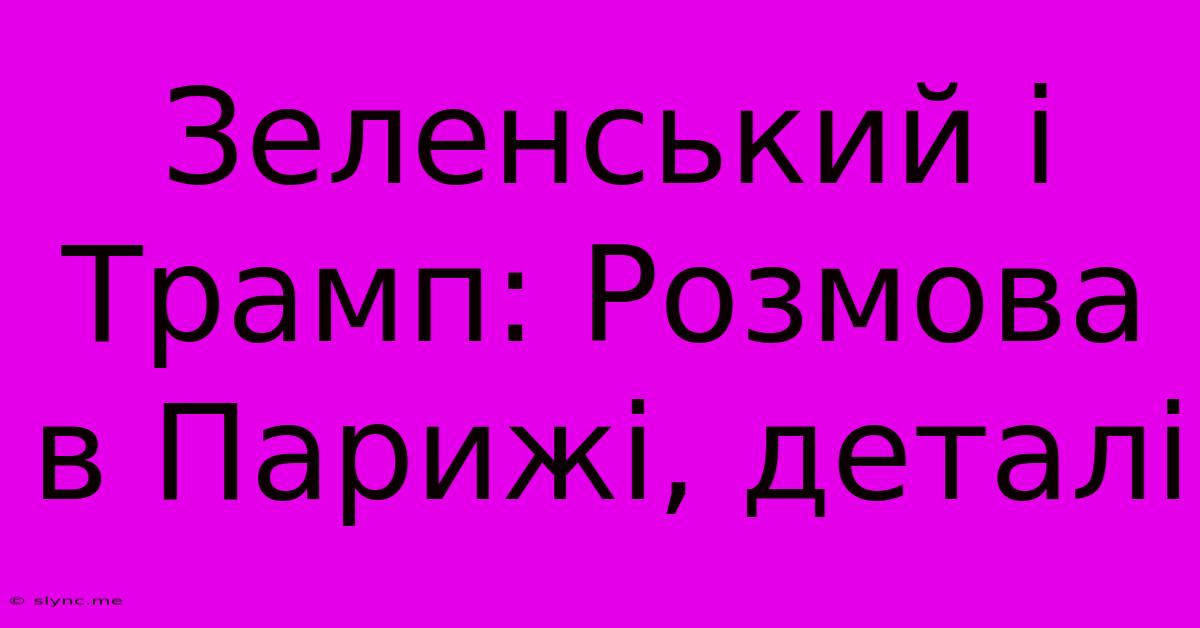 Зеленський І Трамп: Розмова В Парижі, Деталі