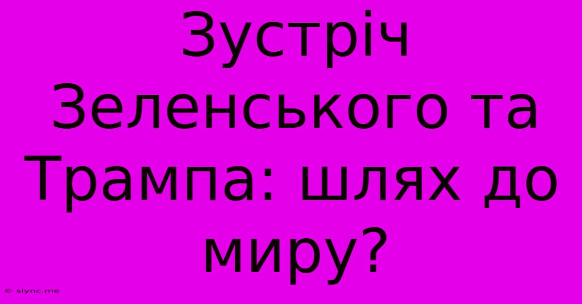 Зустріч Зеленського Та Трампа: Шлях До Миру?